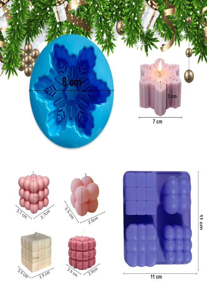 MoldBerry Silicone Candle Mould Combo | 3D Bubble & Snowflake Candle Molds for Candle Making | Christmas, Diwali & Gift Set | Reusable DIY Soy Wax Candle, Baking, Jelly, Soap Moulds - Pack of 2 - Image 2